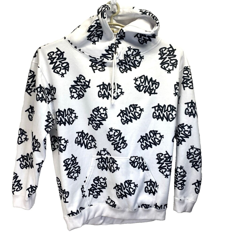 Taylor Gang All Over Graffiti Print White Pullover Hoodie Size 2XL HipHop Urban